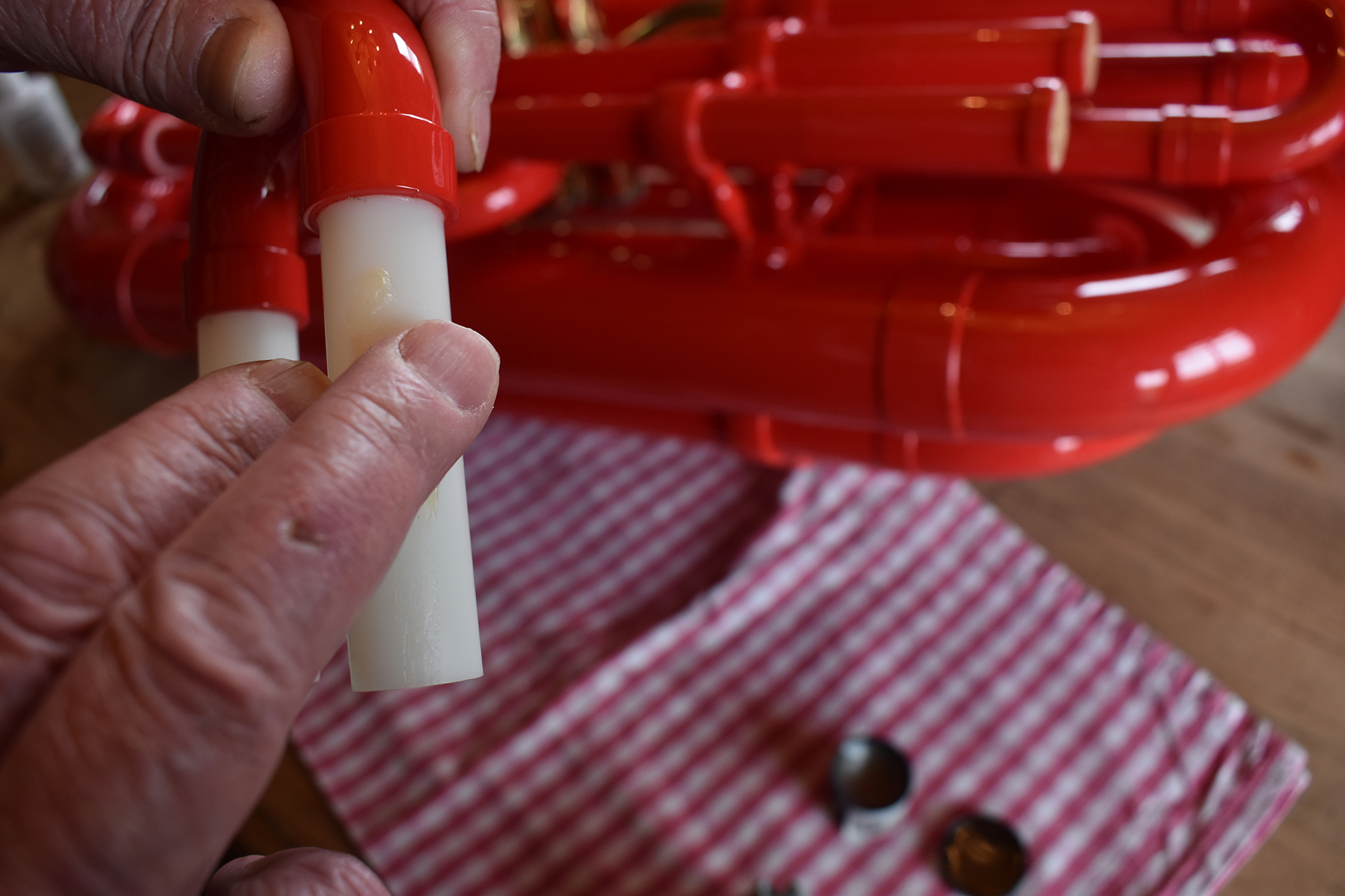 Einfetten des gereinigten Stimmzuges