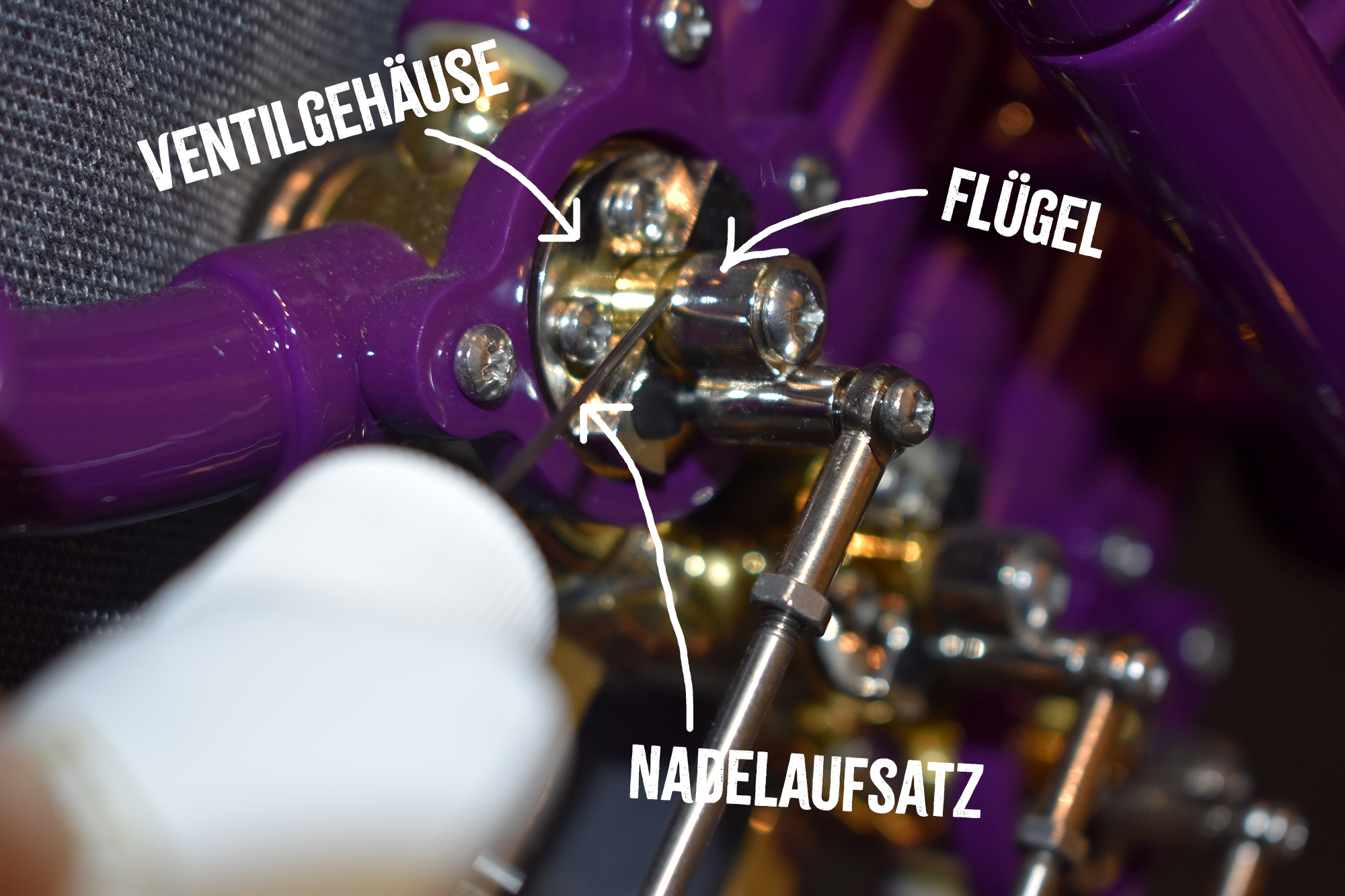 Ölen des Zwischenraums zwischen Ventil und Flügel bei einem Drehventil