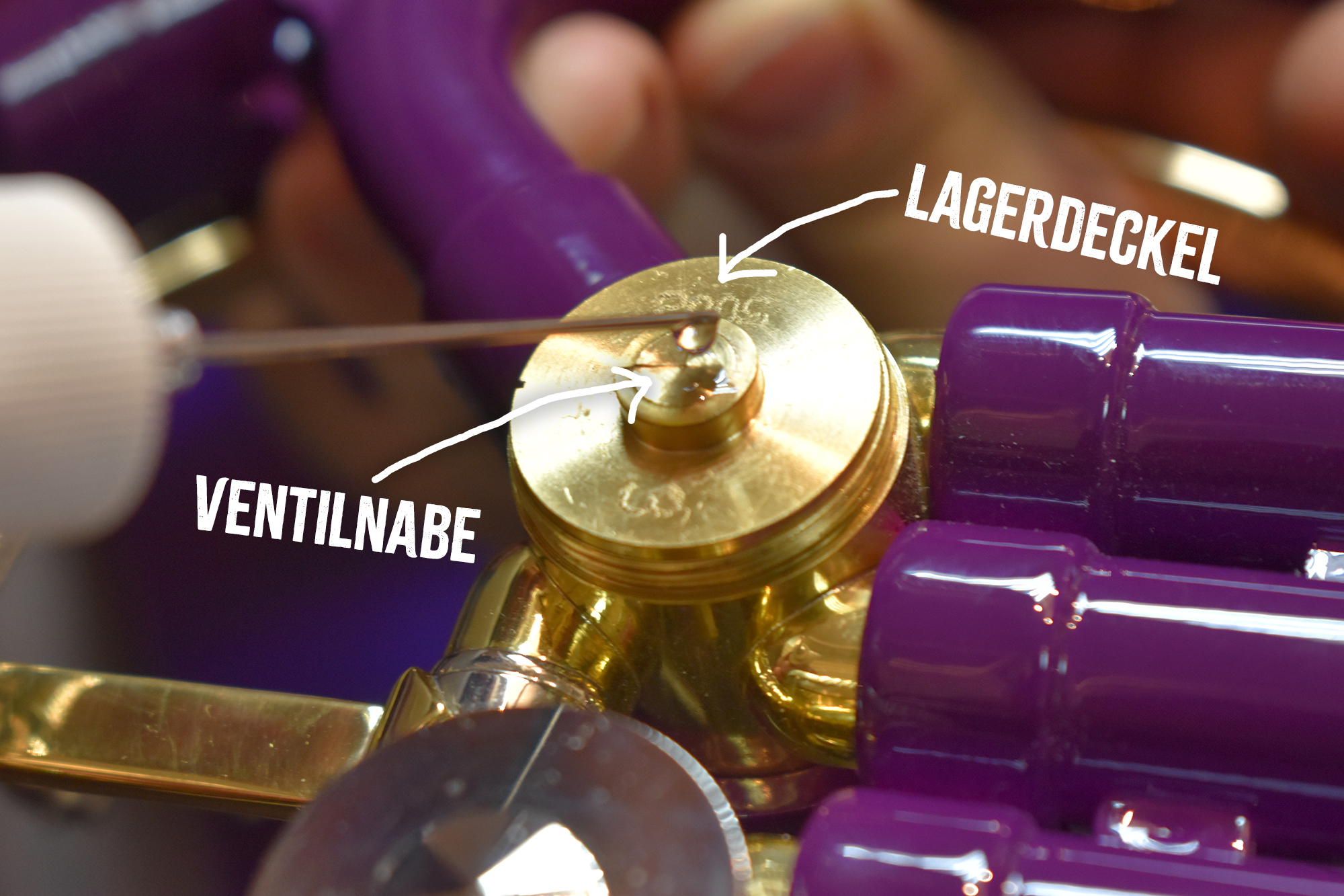 Ölen der Ventilnabe eines Drehventils